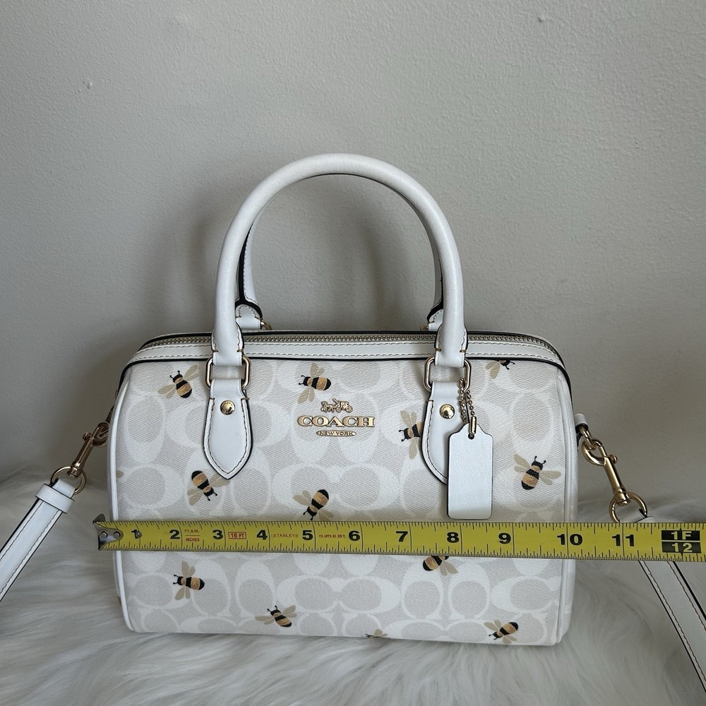 Coach Rowan Satchel Signature Canvas Bee Print White Khaki CH516 Crossbody Bag - Picture 8 of 10